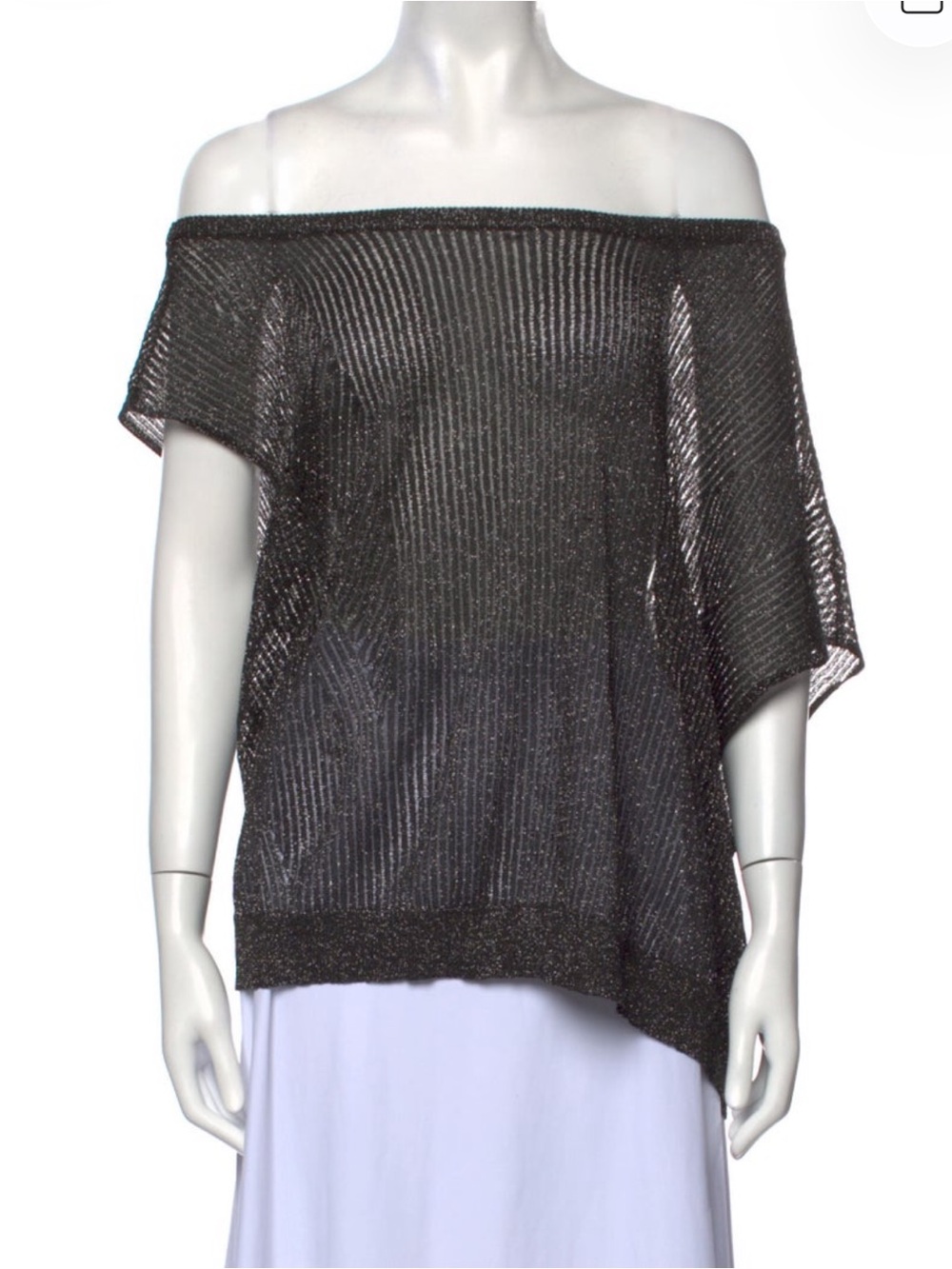 Zadig & Voltaire Shimmery Off-Shoulder Short Sleeve Top in Black